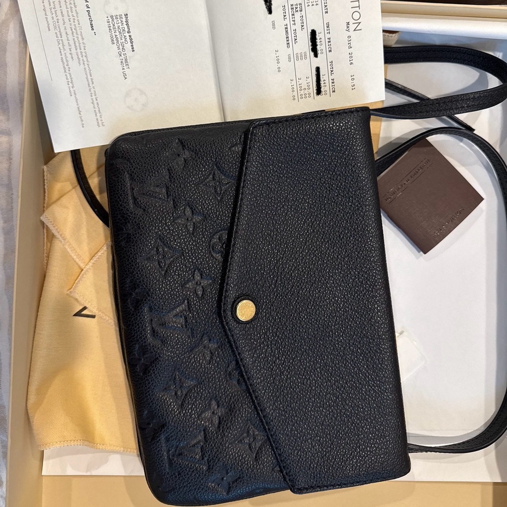 Louis Vuitton Black Embossed Leather Crossbody Bag
